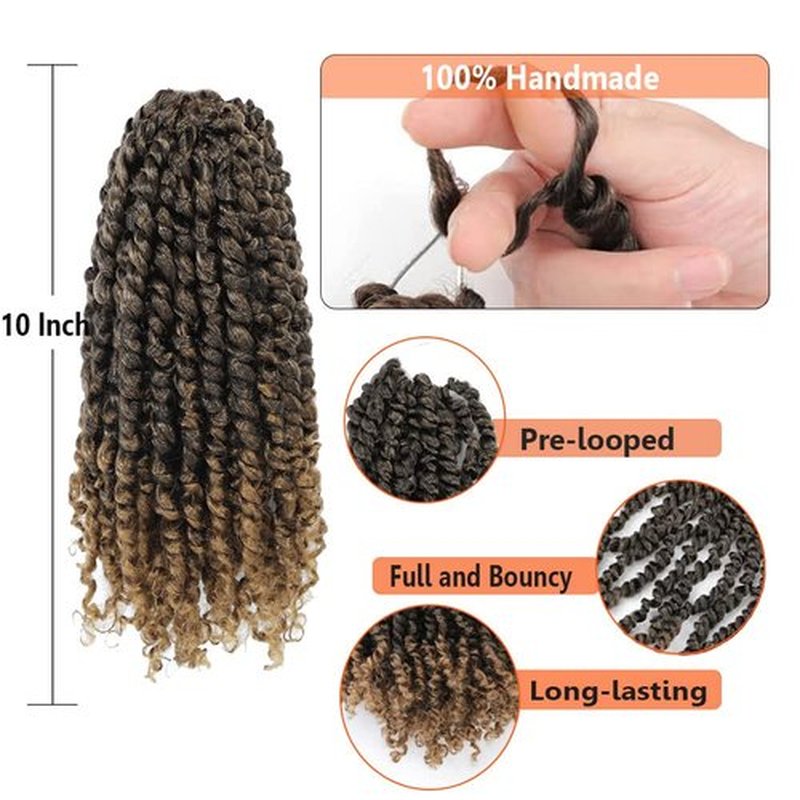 Passion Twist Crochet Hair 10 Inch 8 Packs Pre-Twisted Passion Twist Hair Crochet Hair for Black Women Pre-Looped Crochet Braids Synthetic Crochet Hair Extensions #T27