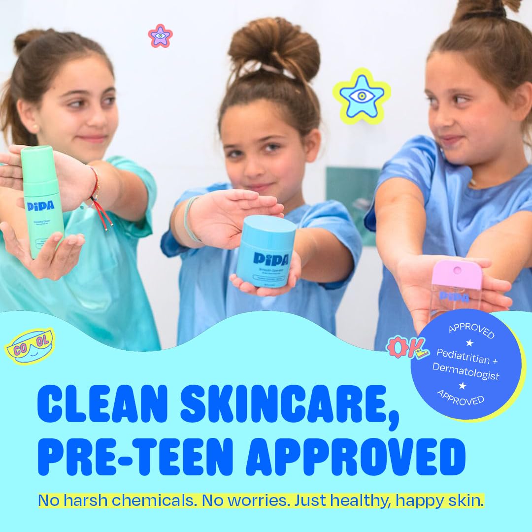 Pipa Skincare Smooth Operator Kids Face Moisturizer 1.7 oz | Clean, Non-Toxic, Hypoallergenic, Fragrance-Free Lotion | Multi-Vitamin Ceramides Cream | Gentle Skin Care Birthday Gift for Tweens