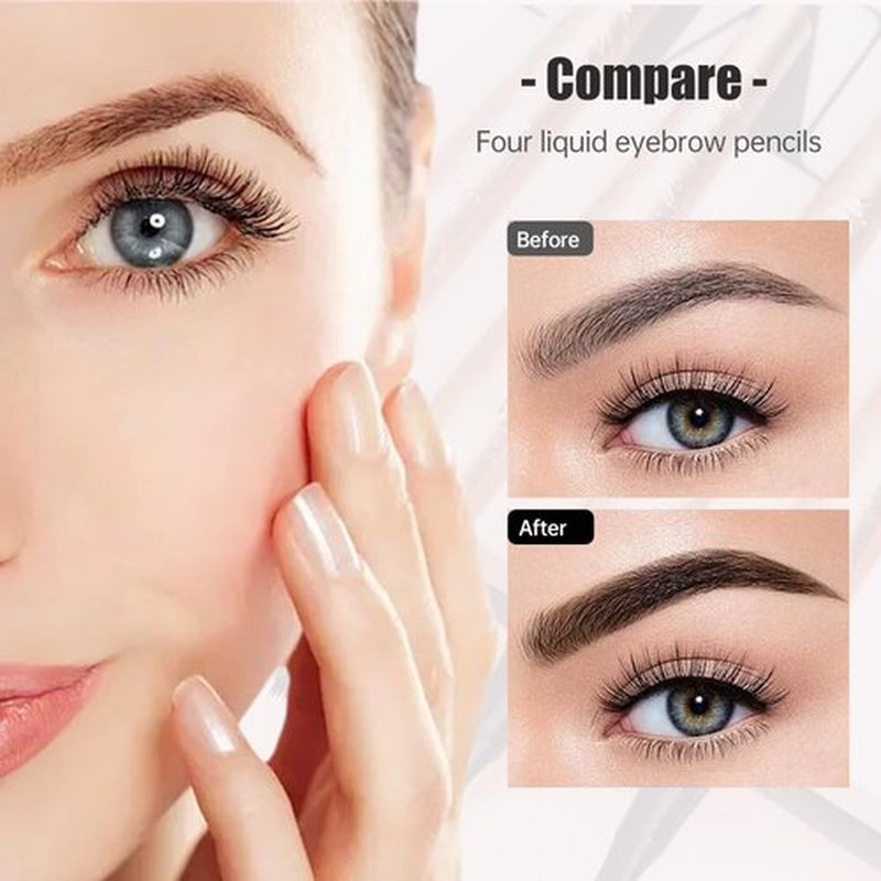 Microblading Eyebrow Pen Waterproof, 2025 New Microblading Eyebrow Pencil, 4-Tip Precise Eye Brow Pencils, Natural Eyebrow Makeup Fine Stroke Eyebrow Pencil Last All-Day (Dark Brown)