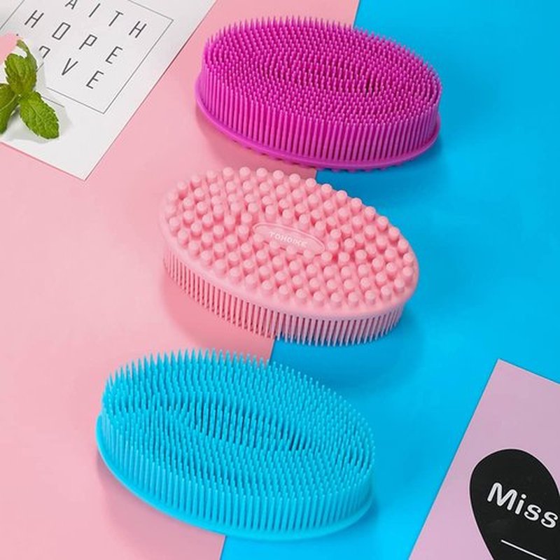 TDHDIKE Silicone Body Scrubber Loofah - Set of 3 Soft Exfoliating Body Bath Shower Scrubber Loofah Brush for Sensitive Kids Women Men All Kinds of Skin