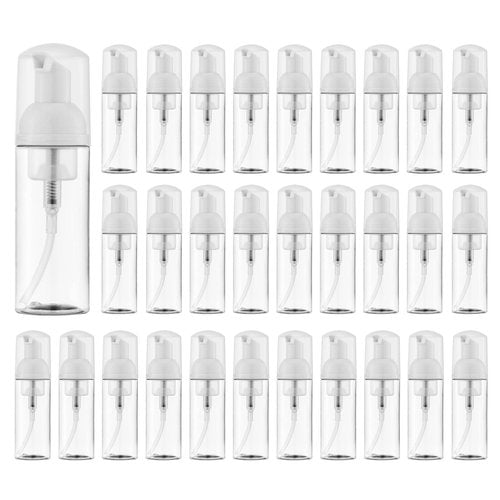 2oz Foam Pump Bottle (30PCS) Empty Travel Foaming Dispenser for Hand Soap, Lash Cleanser, Shampoo (60ml, Clear
