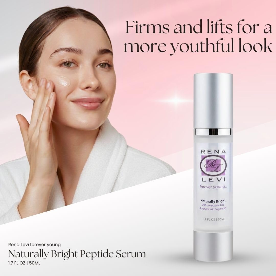 Rena Levi Naturally Bright Peptide Serum with co-enzyme Q10 Natural Skin Brightener, 1.7 Ounce