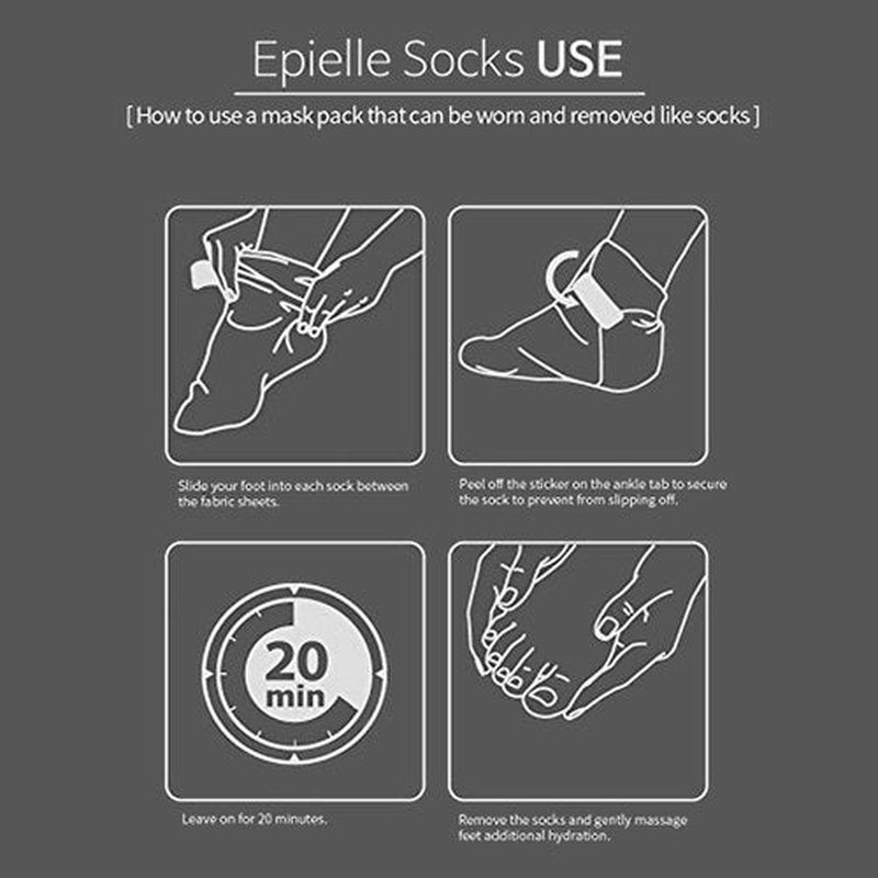 Epielle Hydrating Foot Masks (Socks 6pk) for foot cracked and dry heel to toe and callus Spa Masks - Shea butter + Jojoba Oil + Vitamin E Moisturize, Mothers Day GIfts