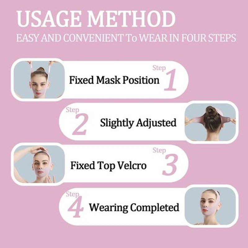 Face Lift Mask, Reusable Face Lift Tape, 2024 New V-Wire Face Lift Mask, Double Chin Lift Bandage, V-Mask Face Lift Straps, Pink Ice Silk Breathable Face Belts for Men and Women, Pink