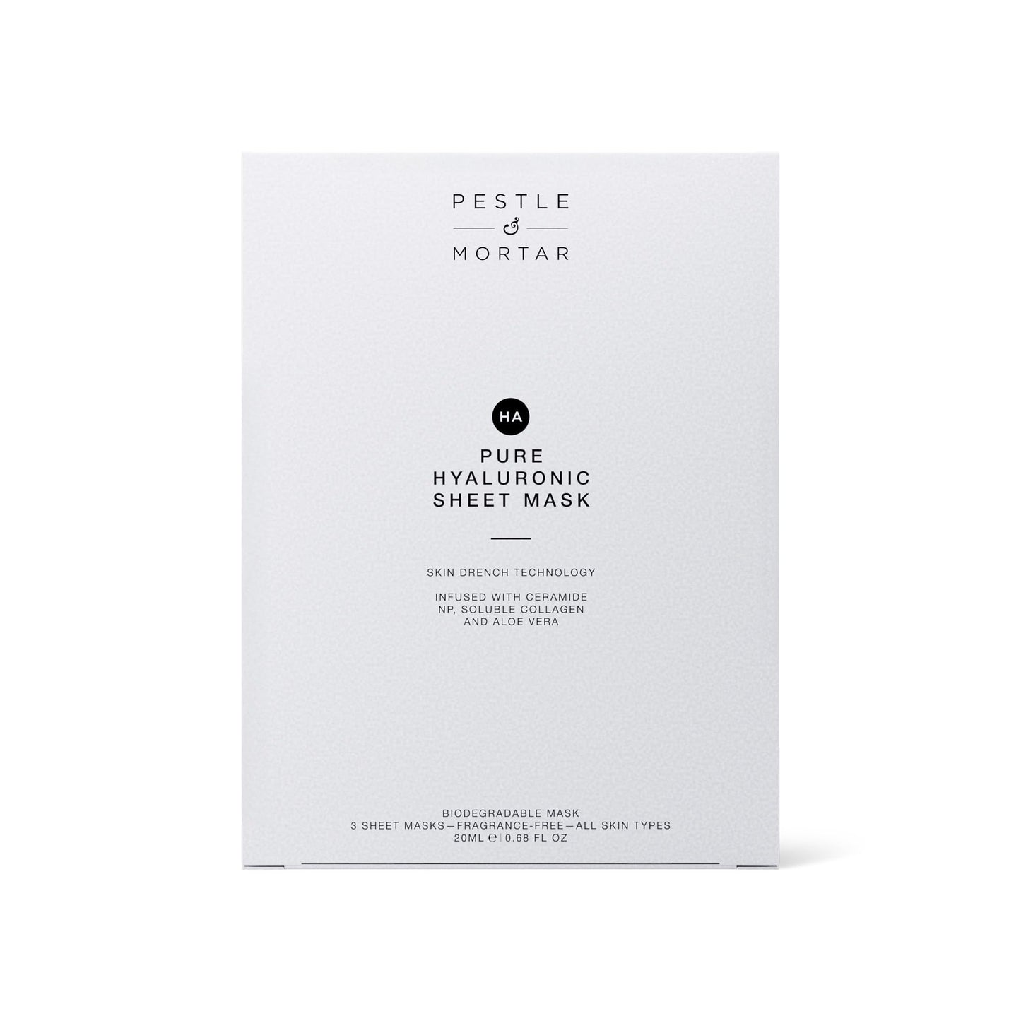 Pestle & Mortar Hydrating Sheet Mask – Pure Hyaluronic Acid Face Mask – Pack of 3 – Soothing & Moisture-Boosting Skincare
