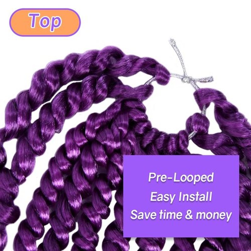 LOCSBYHAND 30 Inch Long Pre-looped/twisted Passion Twist Crochet Hair 4 Packs for Mixed-color Using (4 Packs, Purple)