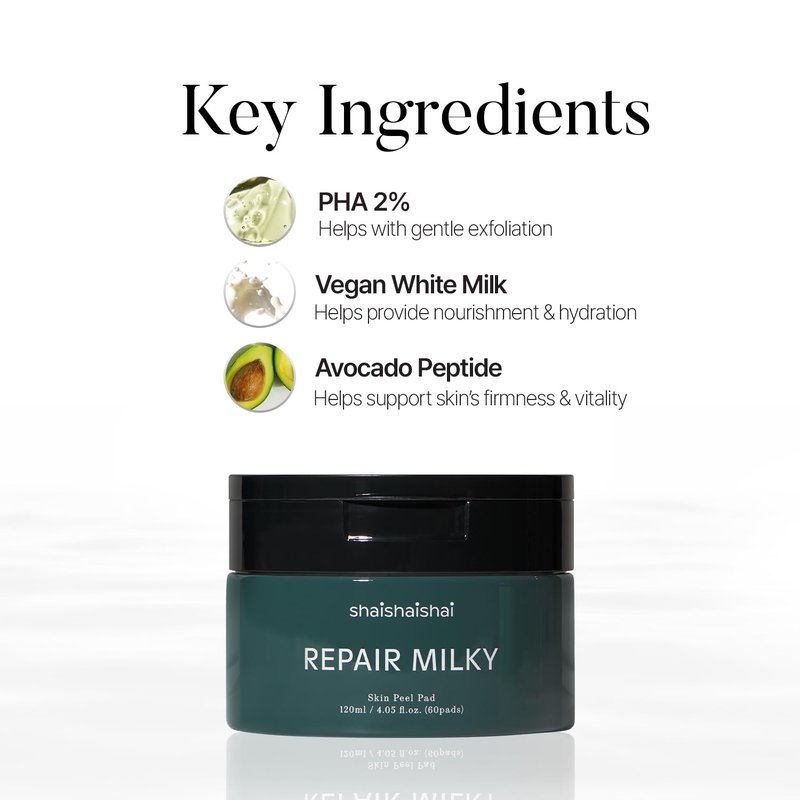 Milky Skin Peel Toner Pads - Gentle Exfoliating PHA 2% & Rice Extract | Vegan Korean Skincare, 60 Pads