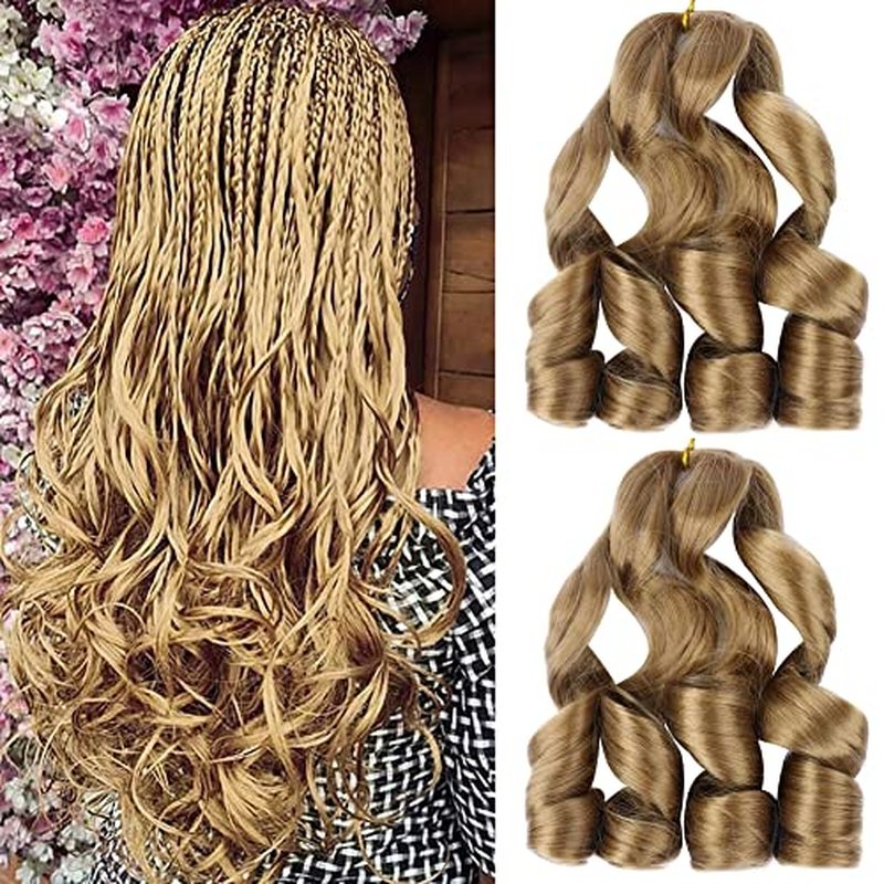 French Curly Braiding Hair 6 Pack 12 In Spanish Curly Braiding Hair for Box Braids Loose Wave Braiding Hair Pre Stretched Crochet Braids Synthetic Micro Spiral Curl Braiding (12Inch Pack of 6, P30/27)