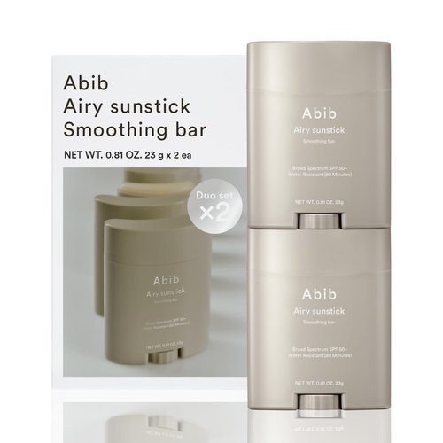 Abib Airy Sunstick Smoothing Bar SPF50 | Non-Sticky Matte Finish Sun Protection for Face and Body, Long-lasting Korean Sun Stick (Pack of 2, 2, Count)