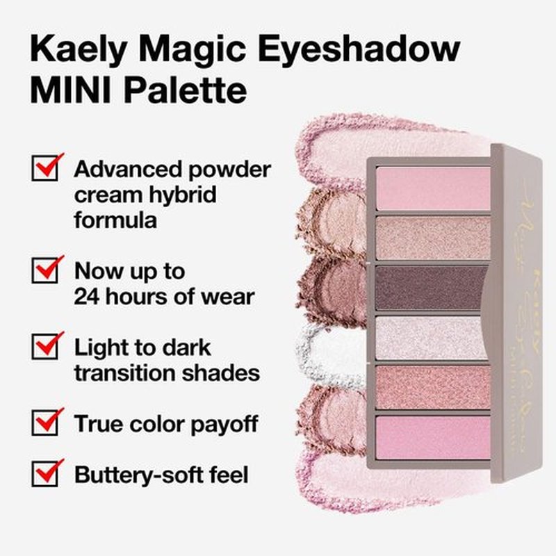Kaely 6 Color Mini Pink Eyeshadow Palette Makeup, Highly Pigmented Eye Shadow Palette Waterproof, Natural Glitter Shimmer Eye Shadow Palette, paleta de sombras de ojos, Vegan & Cruelty-free, 08