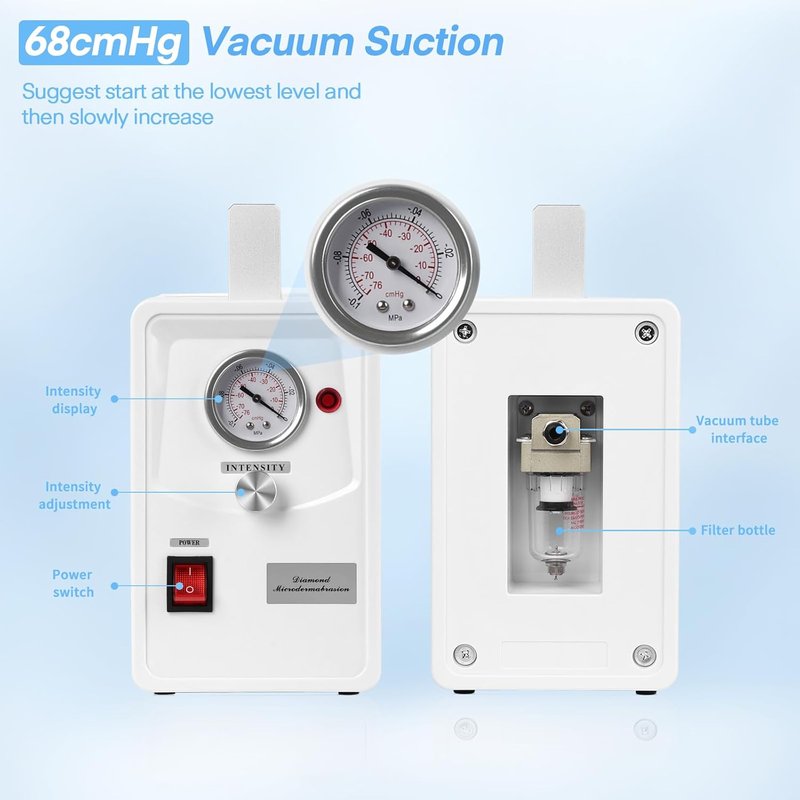 Diamond Micro Dermabrasion Machine - Professional Facial Skin Care Device for Home Use | 0-68cmHg
