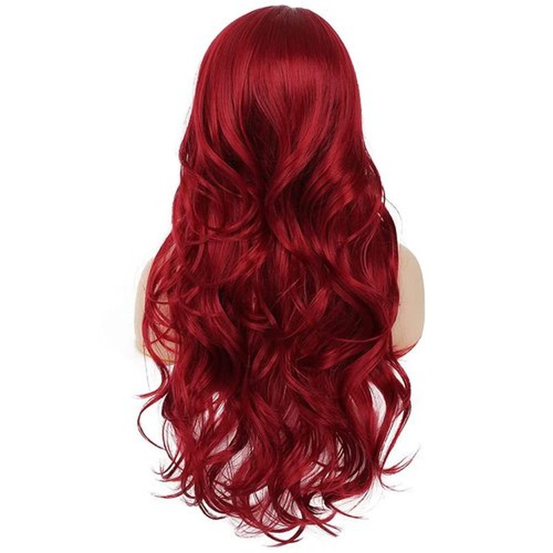 Tseses Red Long Curly Wavy Wigs for Women Natural Side Part Cosplay Halloween Synthetic Fiber Wig Heat Resistant Wig