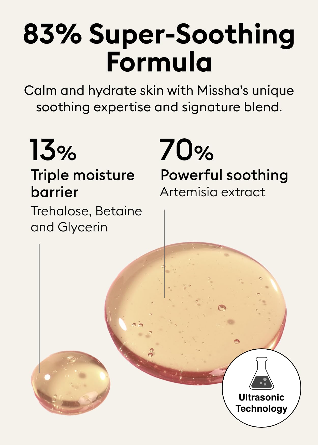 MISSHA Artemisia Calming Ampoule 1.69 Fl oz / 50ml - Face Serum for Sensitive Skin, Korean Skin Care with Double-Fermented Mugwort Extract, Hydrating & Skin Barrier Support