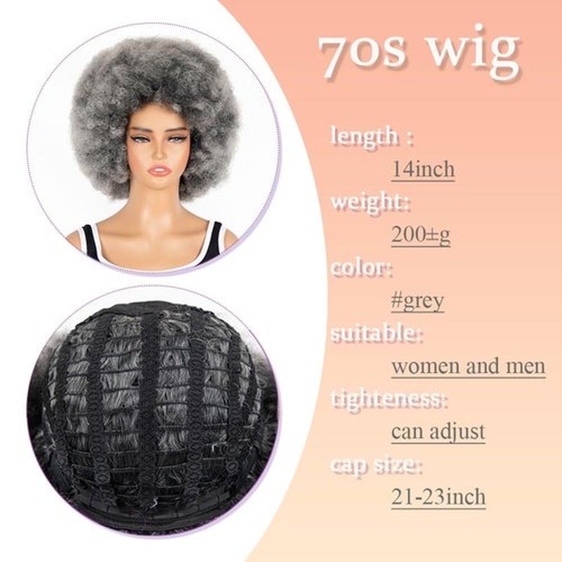 FYIMUYI Afro Wig - Soft 70s Afro Wig For Women Soft grey Afro Wigs Large Bouncy and Soft Natural Looking Full Wigs for Daily Party Cosplay Costume Halloweeen Afro Wig For Daily Party Use ﻿