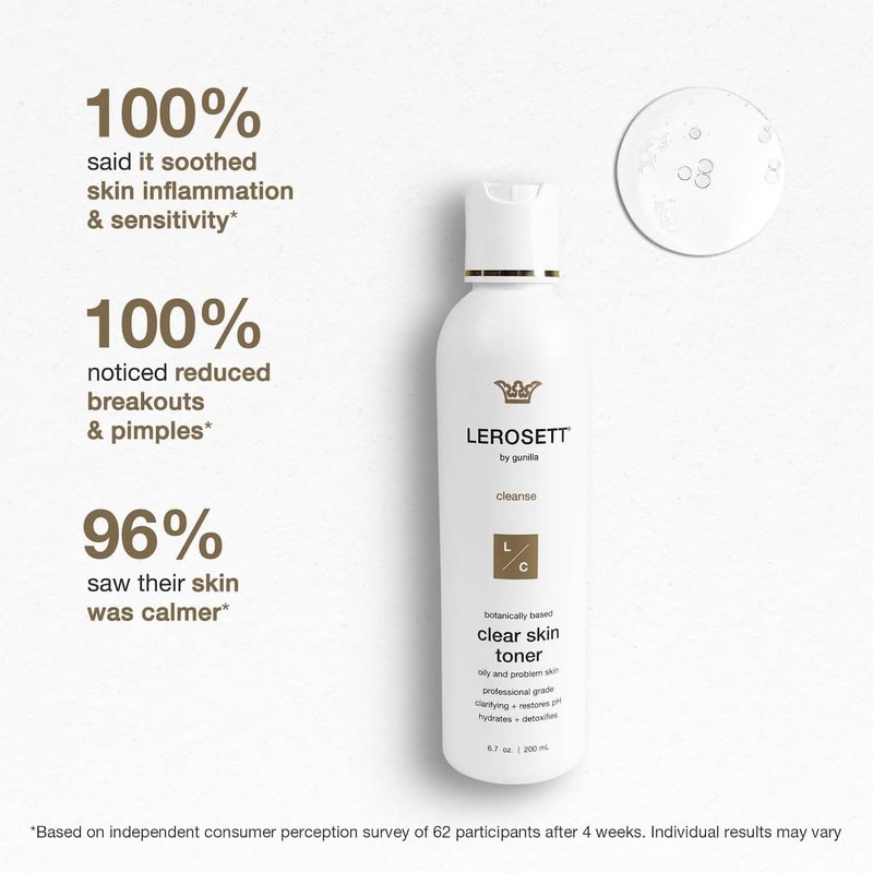LEROSETT Toner for Clear Skin - Aloe Vera & Glycolic Acid Formula with 10 Botanicals | 6.7 oz