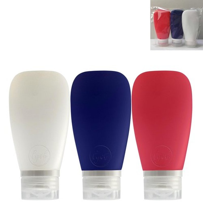 LYOB Travel Bottles for Toiletries, TSA Approved 3oz Leak Proof Silicone Soft Refillable Squeeze Travel Size Containers BPA Free for Cleansers, Shampoo, Conditioner 3pk Patriotic (Red-White-Blue)