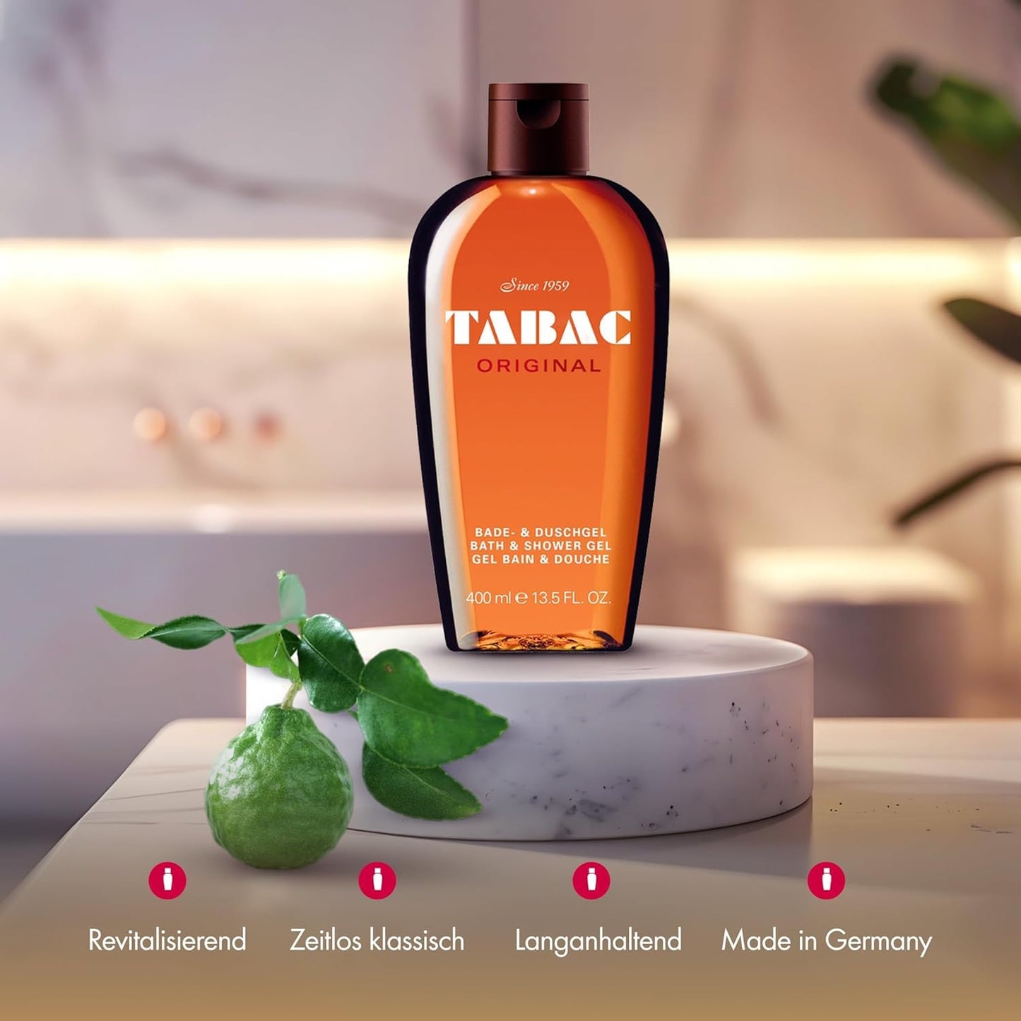 Tabac Original Bath and Shower Gel for Men by Maurer & Wirtz, 16 Ounce