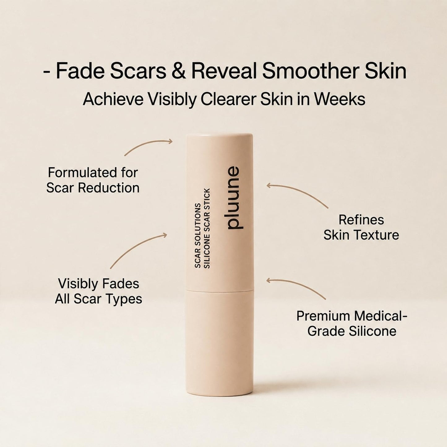 Pluune Scar Stick, Suitable for Old Scars, Acne Marks, and Stretch Marks,Formula Infused with Centella Asiatica Extracts and Vitamin E Soothes, Repairs and Forms Protective (1PCS)