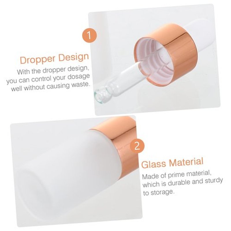 WOONEKY 10pcs Dropper Bottle Frosted Travel Containers for Liquids Small Dropper Containers Perfume Sample Vials Travel Perfume Bottle Clear Golden Anodized Aluminum Middle Ring