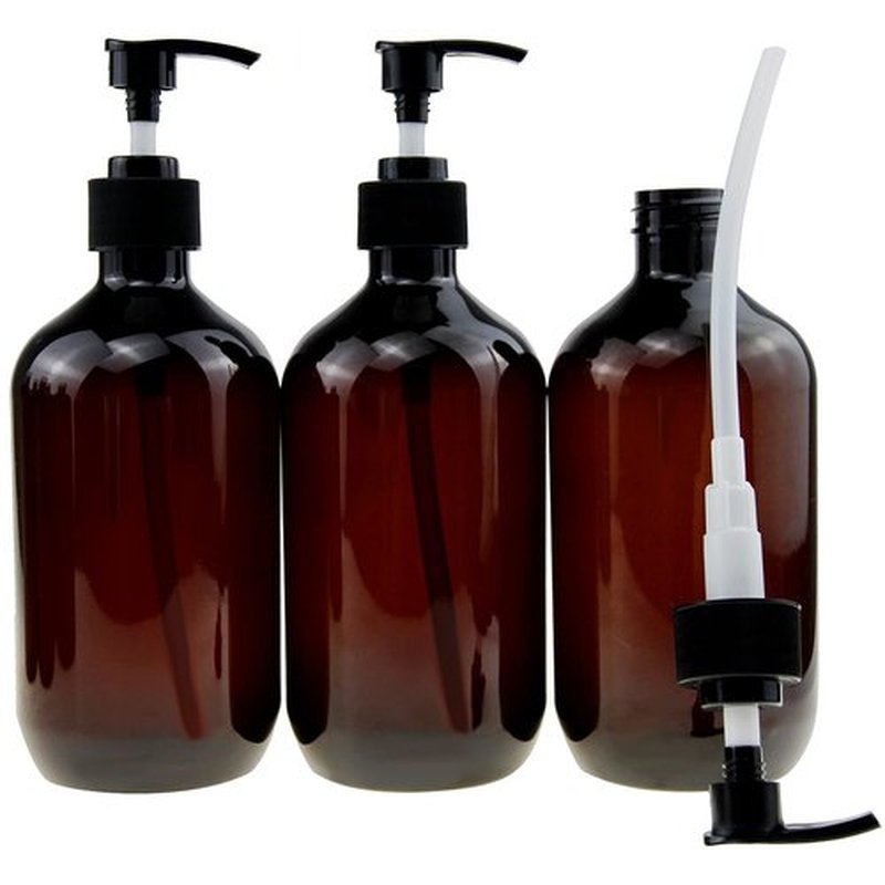 Empty Plastic Bottles with Pump Dispenser and 6pcs Labels Included, Refillable Travel Containers for Hand sanitizer Shampoo Lotion, etc - No BPA/Paraben, 500ml/16.9oz (6 Pack)