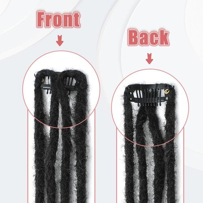 Ajsowju Curly Dreadlocks Clip in Dreadlock Extension 5PCS 20 Strands Clip in Wavy Dreadlock 24inches Thin Soft Dread Extenisons for Women (1B#,Curly)