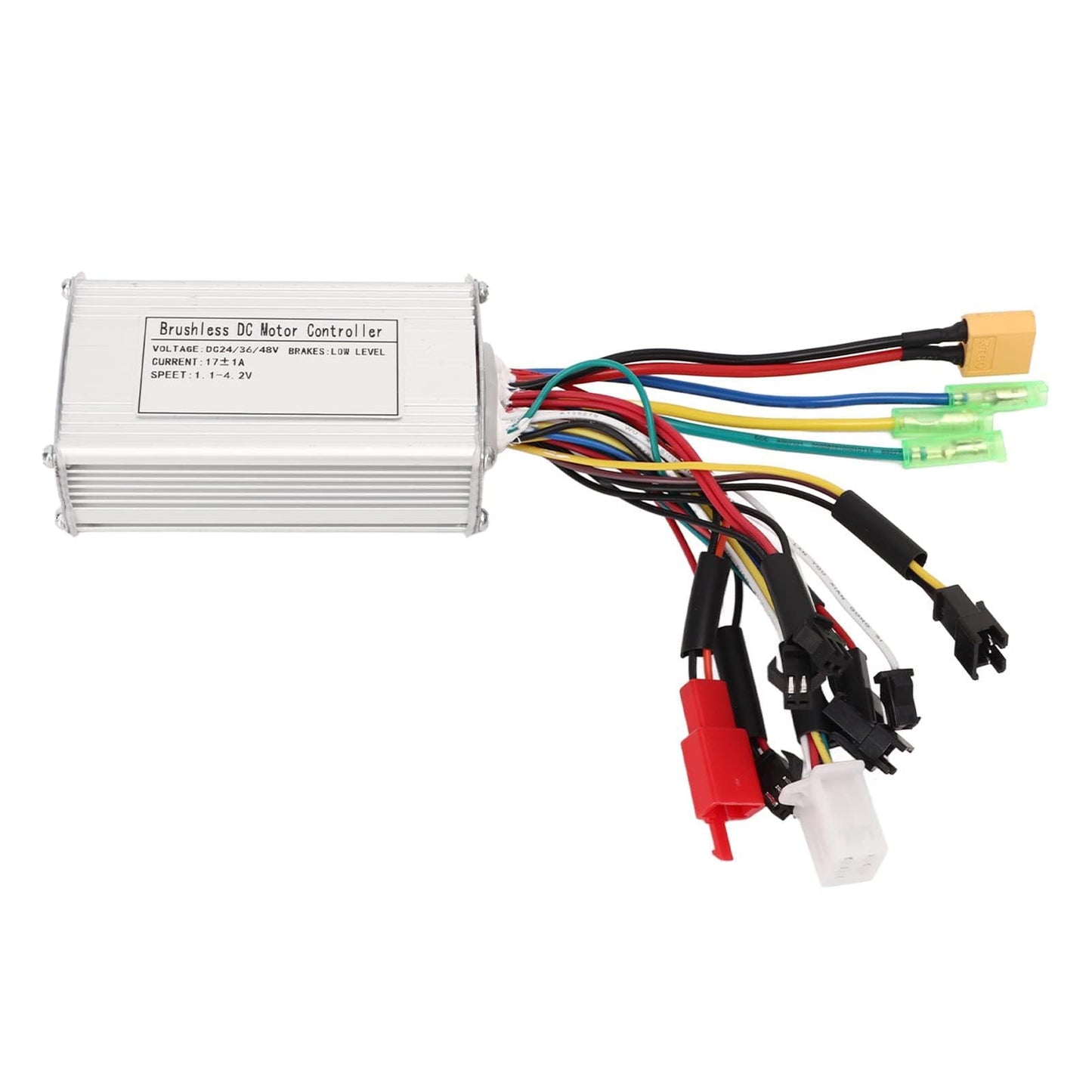 equlup 24V 36V 48V 3 Mode SineWave Controller, 17A Brushless DC Motor Controller Aluminum Alloy Scooter Brushless Controller Kit for Electric Bikes