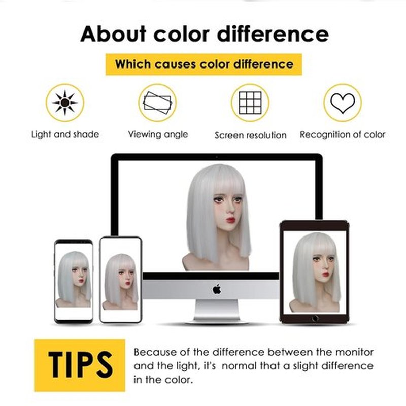 White Bob Wig with Bangs Short White Straight Wig for Women Heat Resistant Synthetic Natural Hair Wig Colorful Bob Wigs for Grils Daily Party Halloween Cosplay Use 13inch
