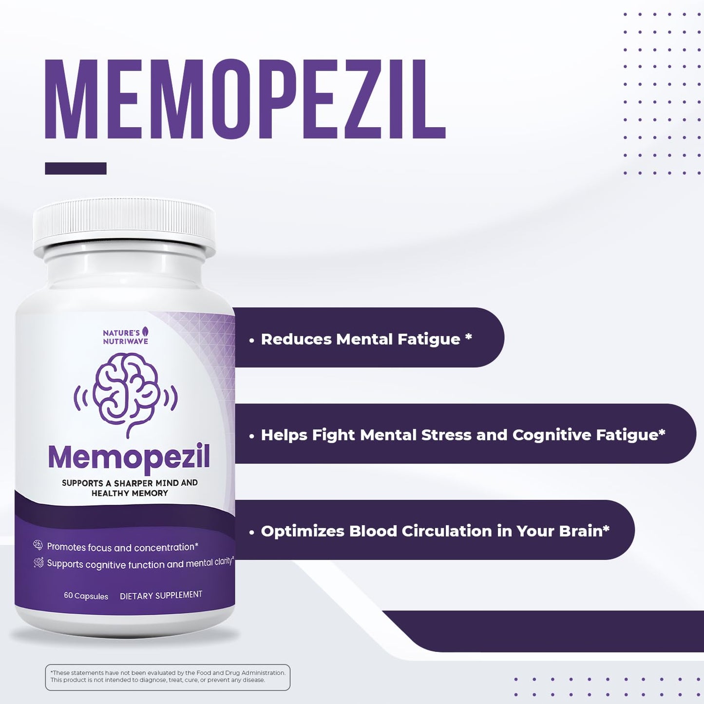Memopezil – Vitamins A, B, C, D, E & Botanicals – 60 Ct, 3 Month Supply