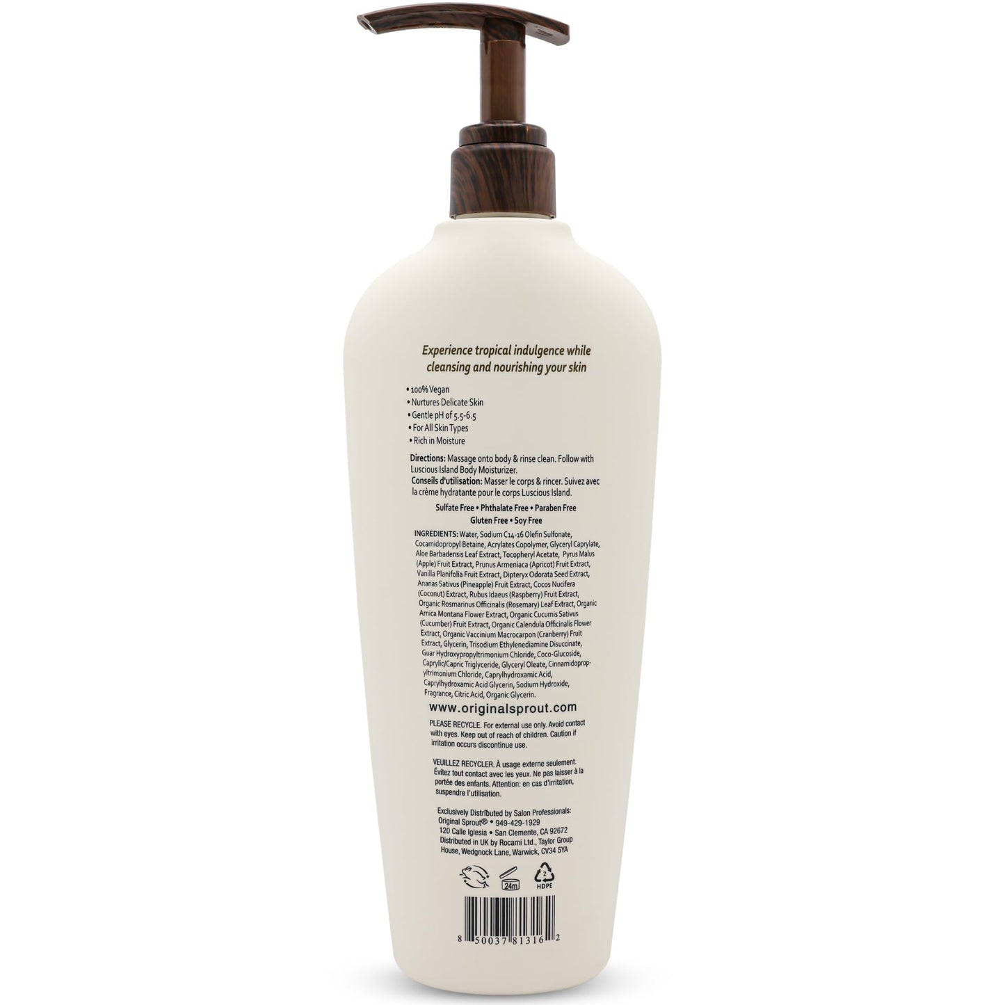 Original Sprout Island Bliss Moisturizing Body Wash for All Skin Types Including Sensitive & Dry Skin, Hydrating Body Wash with Calendula & Rosemary Extracts, Sulfate Free, Coco Mango Scent, 24 fl oz