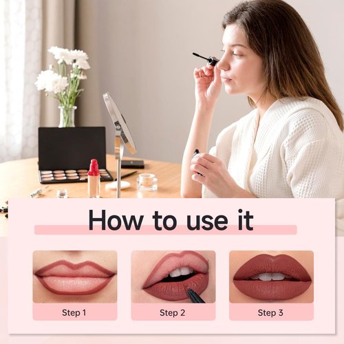 JUDUNA Longwear Liquid Lip Liner, 2024 New 2-in-1 Liquid Lipstick Pen Lip Liner Pencil, Waterproof Quick-Drying Long-Lasting Matte Liquid Lipstick (Color#04, 0.6 ML)
