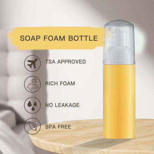 Tekson 10PCS Soap Foam Bottle (2 oz), Empty Travel Foaming Lash Shampoo for Cleanser, Dispenser (Yellow Pump)