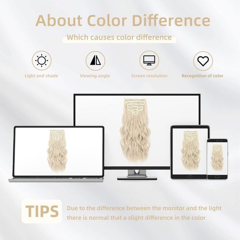 Fliace Clip in Hair Extensions, 6 pcs Natural & Soft Hair & Blends Well Hair Extensions, Dark White Lonng Wavy Hairpieces(20inch, 6pcs,Dark White)