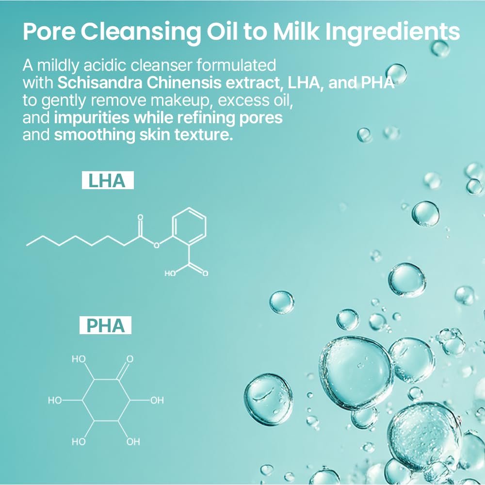 AVEA Pore Cleansing Oil to Milk - Traditional Korean Schisandra Seed Oil | Madecassoside & Asiaticoside | Gentle Hydrating Cleanser for Refining & Smoothing - 3.38 fl oz / 100ml