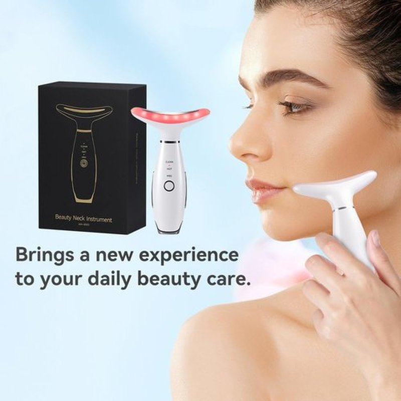 Neck Face Massager, 3 Mode Facial Massager, Face Sculpting Tool with Thermal and Vibration (White)