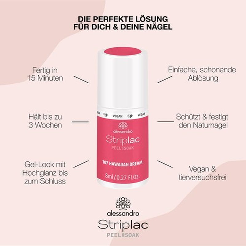 alessandro Striplac Peel or Soak Nail Polish - 107 Hawaiian Dream for Women- 0.27 oz