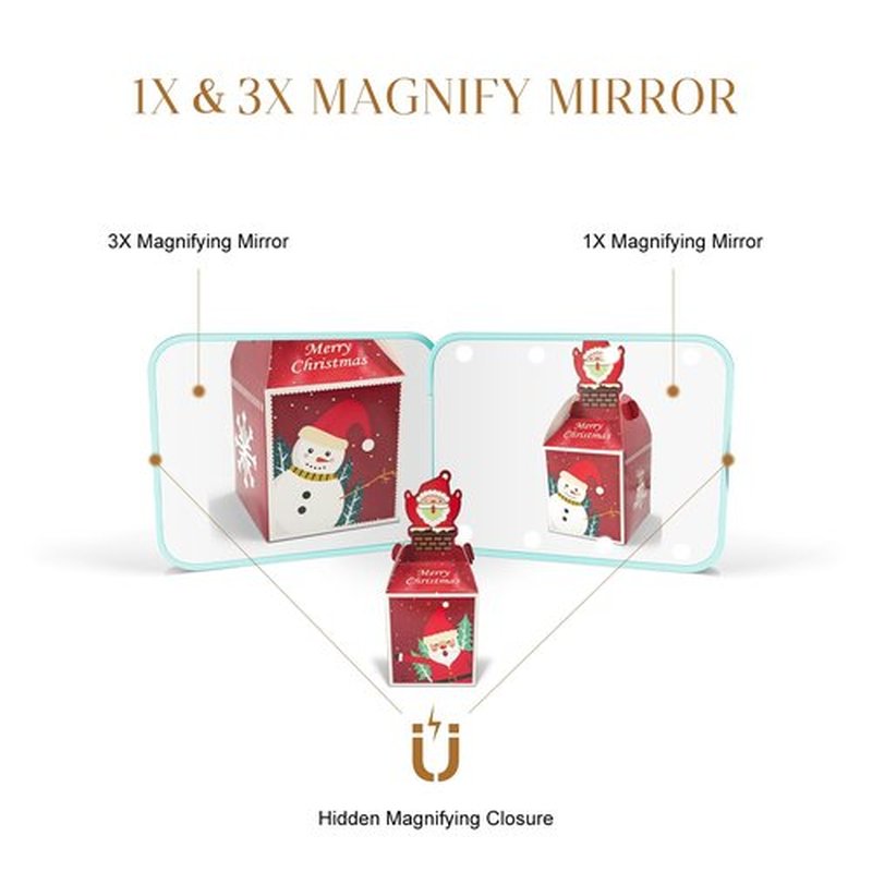 Kakuje Compact Mirror, 1X/3X Magnification LED Pocket Mirror with Nternal BIattery, Mini Mirror for Purse, Pocket,Travel and Present (Mint Green)