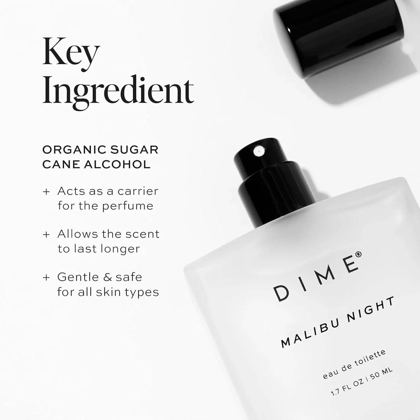 DIME Beauty Perfume Malibu Night - Beachy Coconut Perfume for Women with Night Blooming Jasmine, Coconut & Radiant Raspberry, Eau de Toilette Spray, Vegan, 1.7 oz / 50 ml