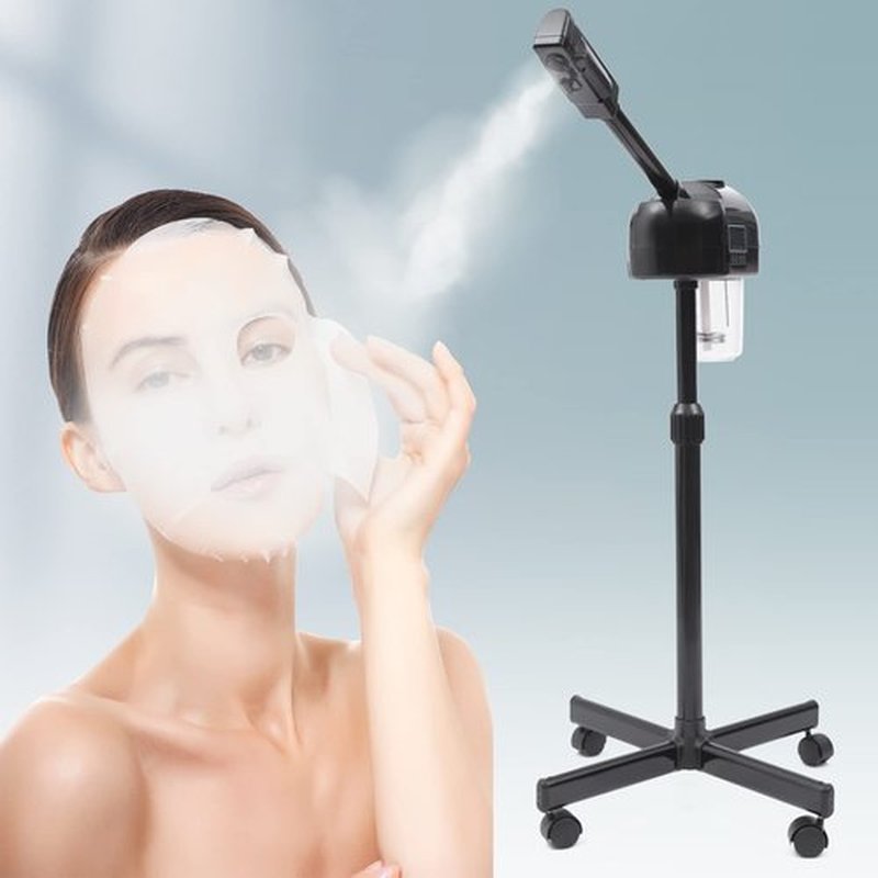 Professional Facial Steamer Machine on Wheels, Standing Esthetician Steamer, Facial Be Used for Skin Rejuvenation, Steamer for Facial Used for Spa or Personal Care (Black)