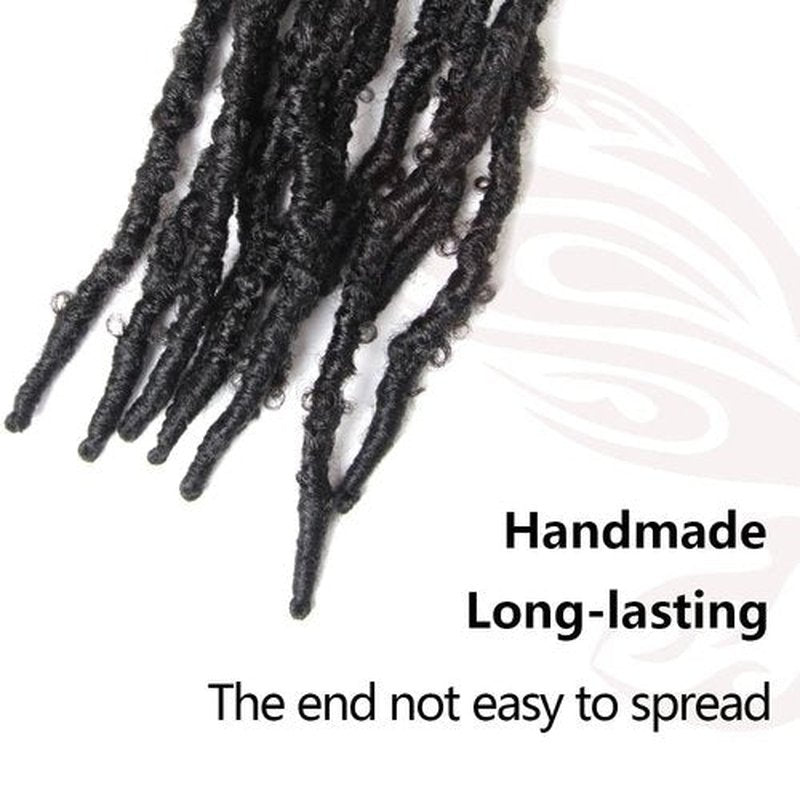 NISEYO NU Short Pre-looped Butterfly Locs Crochet Hair 12 Inch 8 Packs Light Weight & Soft Distressed Locs,1#(Jet Black)