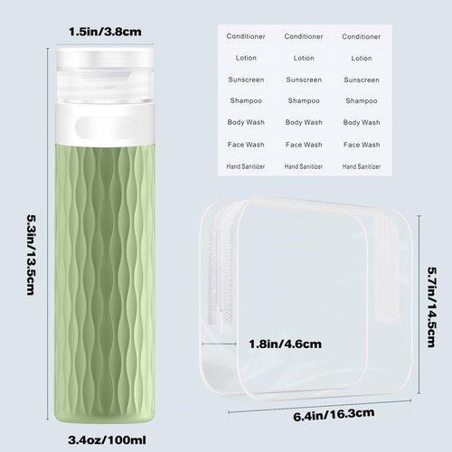 YEALIFE Travel Bottles for Toiletries, TSA Approved 3.4oz Travel Size Containers, BPA Free Leak Proof Silicone Traveling Bottles, Refillable Travel Essentials Kits for Shampoo Conditioner(4 Pack)-C