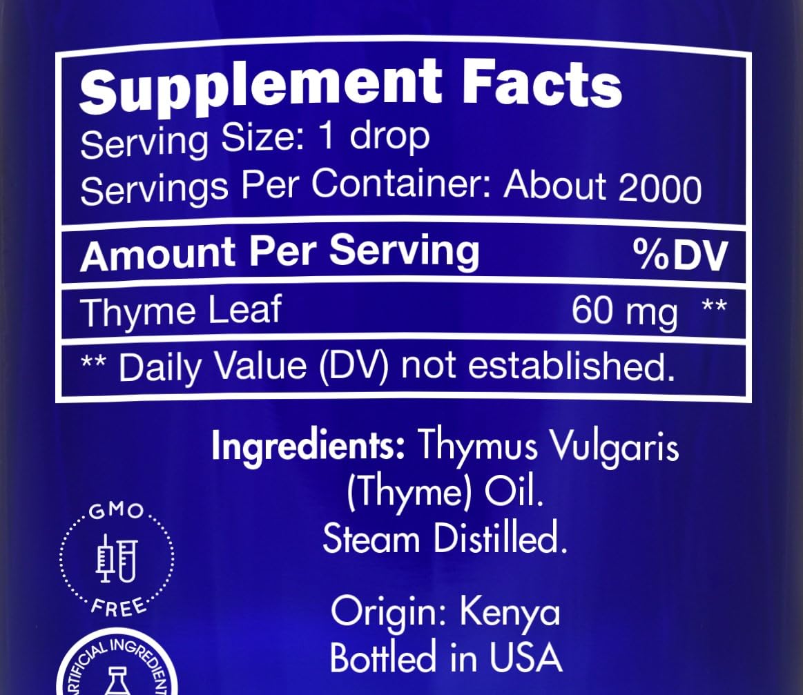 Thyme Essential Oil, Food Grade – 100% Pure, Thyme Oil, by Zongle Therapeutics, 4 OZ