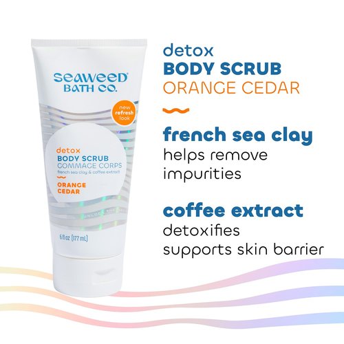 Seaweed Bath Co. Detox Body Scrub, Orange Cedar Scent, 6 Ounce, Sustainably Harvested Seaweed, French Sea Clay, Coffee Extract