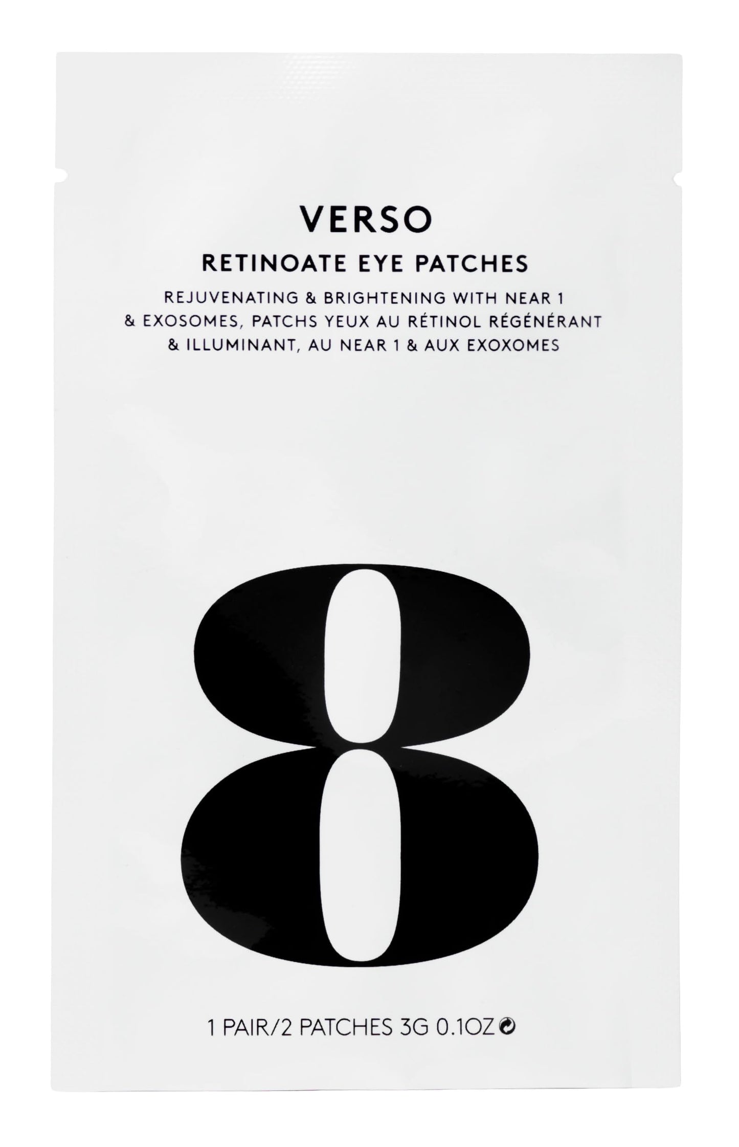 Verso Retinoate Eye Patches, Rejuvenating with Near 1 and Exosomes for Reducing Fine Lines, Wrinkles and Crow's Feet (Single Pair)