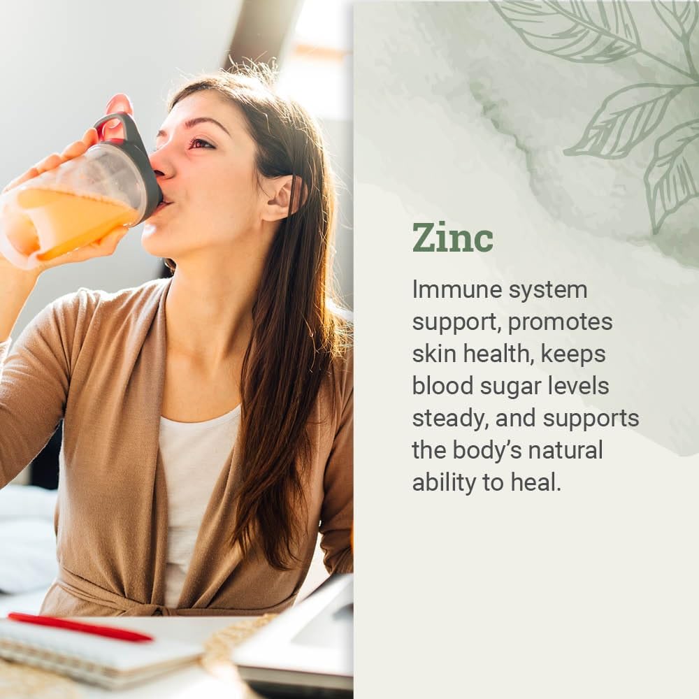 Organic Liquid Zinc Sulfate - Pure Zinc Supplements for Skin Health, Immune System Function and Normal Cell Growth in Adult Men & Women - Non-GMO, Vegan 7.5mg - 2 Fl Oz