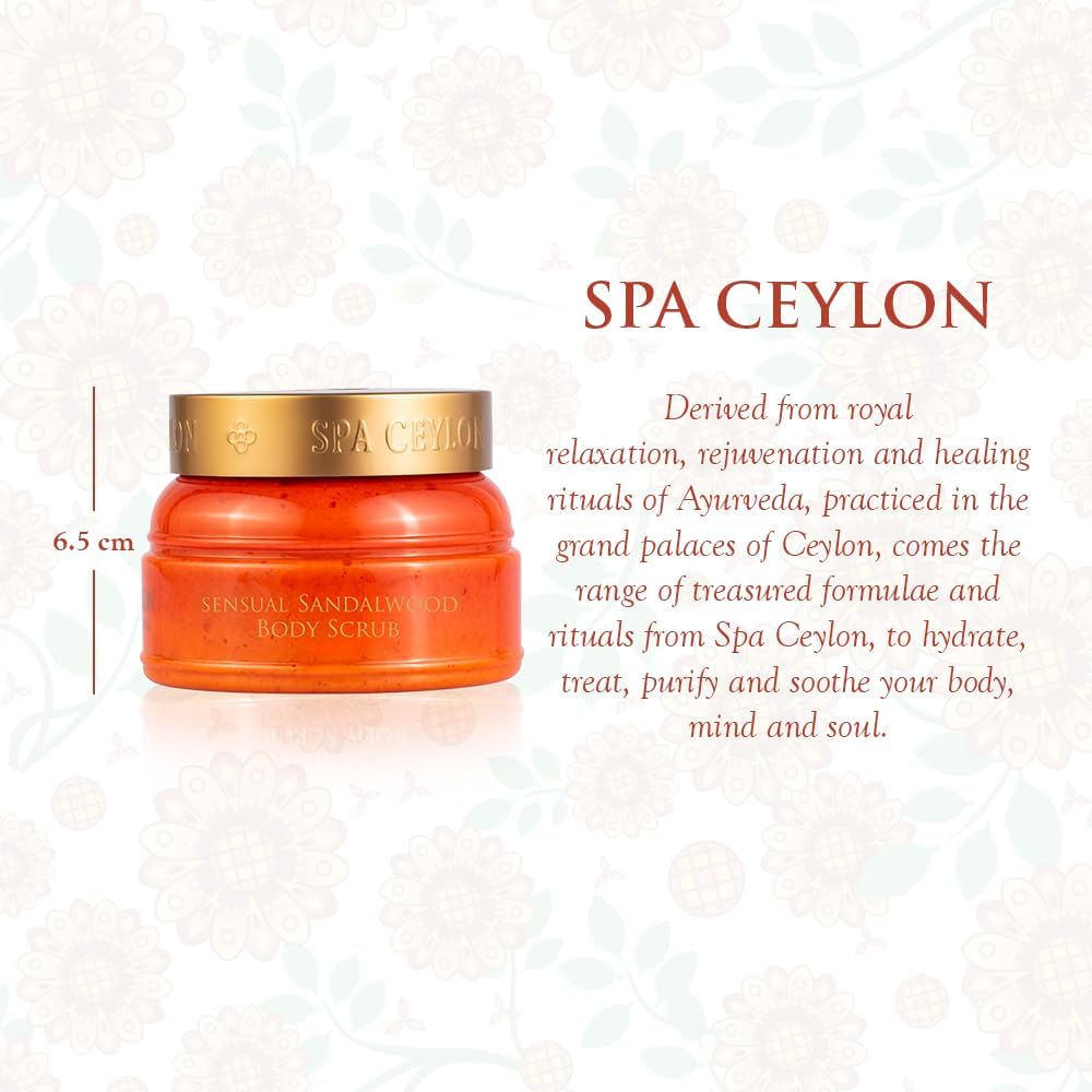 Spa Ceylon SENSUAL SANDALWOOD Body Scrub | Exfoliates with Vetiver, Virgin Coconut, and Sandalwood | Ideal Spa Gift for Pampering | 225g
