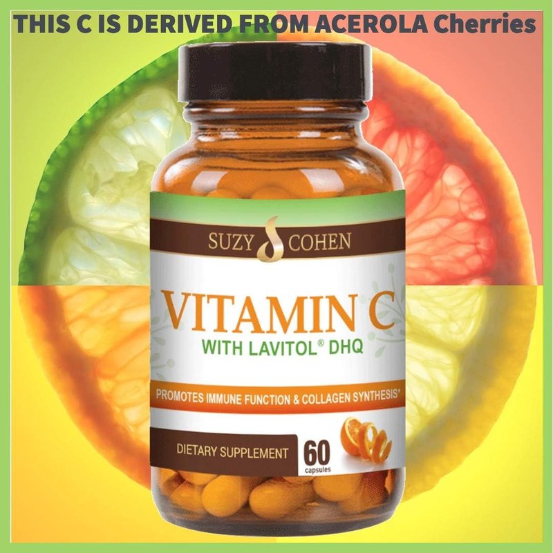 Natural Vitamin C from Acerola Cherry - Whole-Food Formula with Dihydroquercetin & Bioflavonoids | 250 mg, 60 Capsules