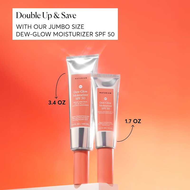 Naturium Dew-Glow Moisturizer SPF 50 - Daily Sunscreen & Face Primer | 1.7 oz, Dewy Finish