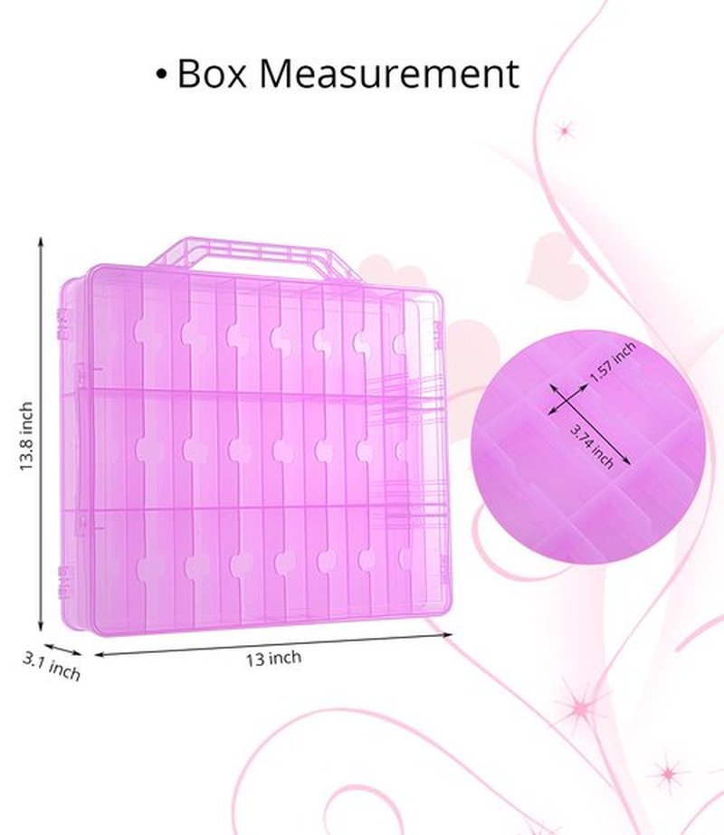 DreamGenius Nail Polish Organizer Case for 48 Bottles, Double Side Gel Nail Polish Holder with Adjustable Dividers, Portable Nail Polish Storage Organizer with 2 Nail Separators, Purple