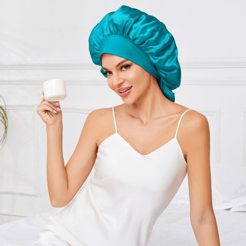 Satin Bonnet Silk Bonnet for Sleeping, Double Layer Large Hair Bonnets for Women Men Natural Curly Hair Shower Cap