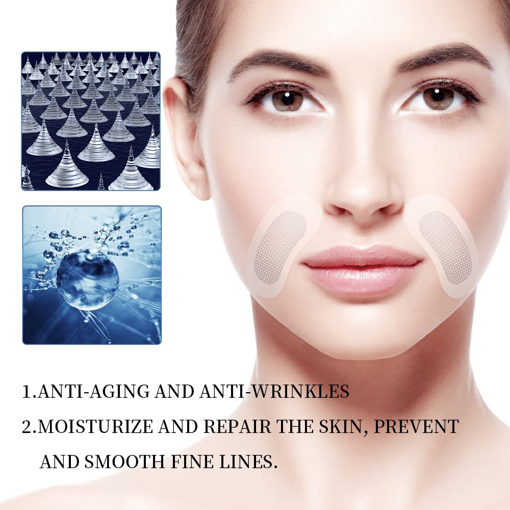 Microcrystal Nasolabial Folds Patch with Hyaluronic Acid Face Wrinkle Patches Anti-Wrinkle Smile Lines Patches Around Mouth Face Tape